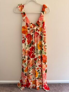 Vanilla Bay Floral Maxi Dress in Cream, Orange, Red, Pink, Green